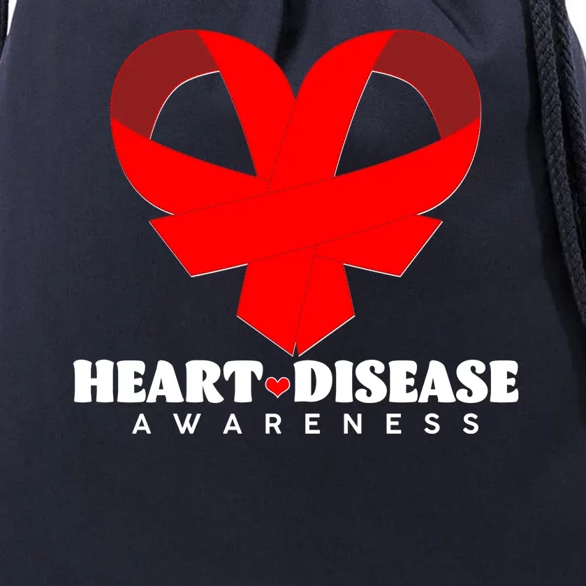 Heart Disease Awareness Red Heart Ribbons Drawstring Bag