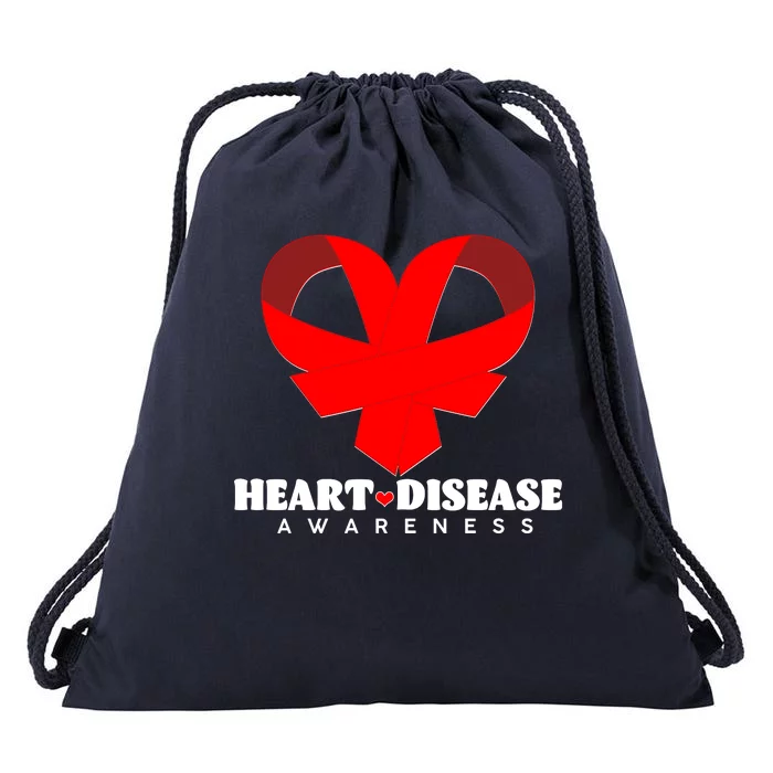 Heart Disease Awareness Red Heart Ribbons Drawstring Bag