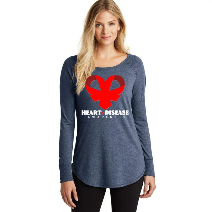 Heart Disease Awareness Red Heart Ribbons Women's Perfect Tri Tunic Long Sleeve Shirt