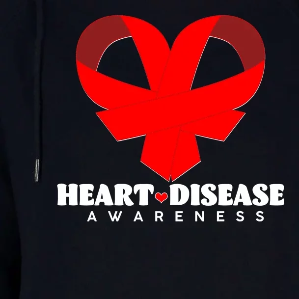 Heart Disease Awareness Red Heart Ribbons Womens Funnel Neck Pullover Hood