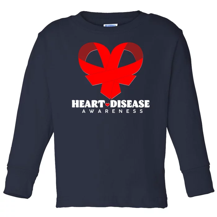 Heart Disease Awareness Red Heart Ribbons Toddler Long Sleeve Shirt