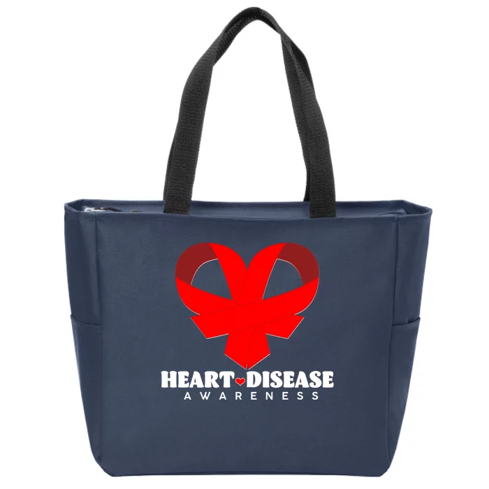 Heart Disease Awareness Red Heart Ribbons Zip Tote Bag