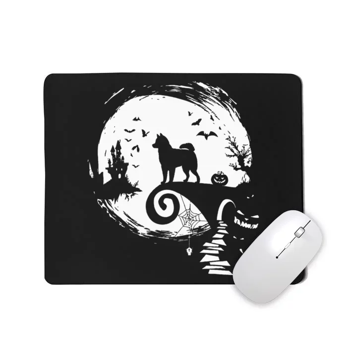 Husky Dog And Moon Halloween Costume Dog Lover Funny Mousepad