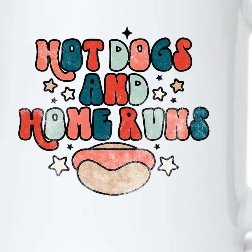 Hot Dogs And Home Runs Retro Game Day Funny Baseball Lover Black Color Changing Mug