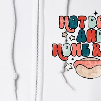 Hot Dogs And Home Runs Retro Game Day Funny Baseball Lover Full Zip Hoodie