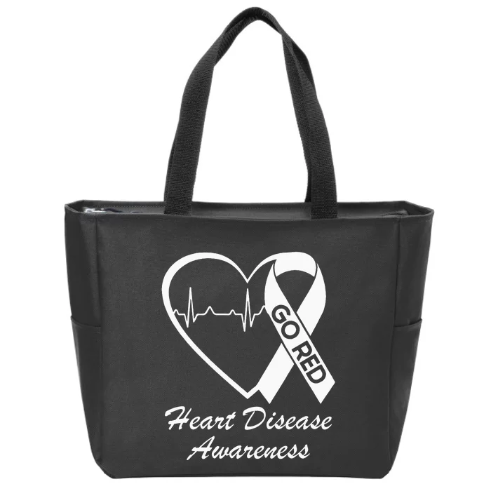 Heart Disease Awareness We Wear Red In February Go Red Heart Zip Tote Bag