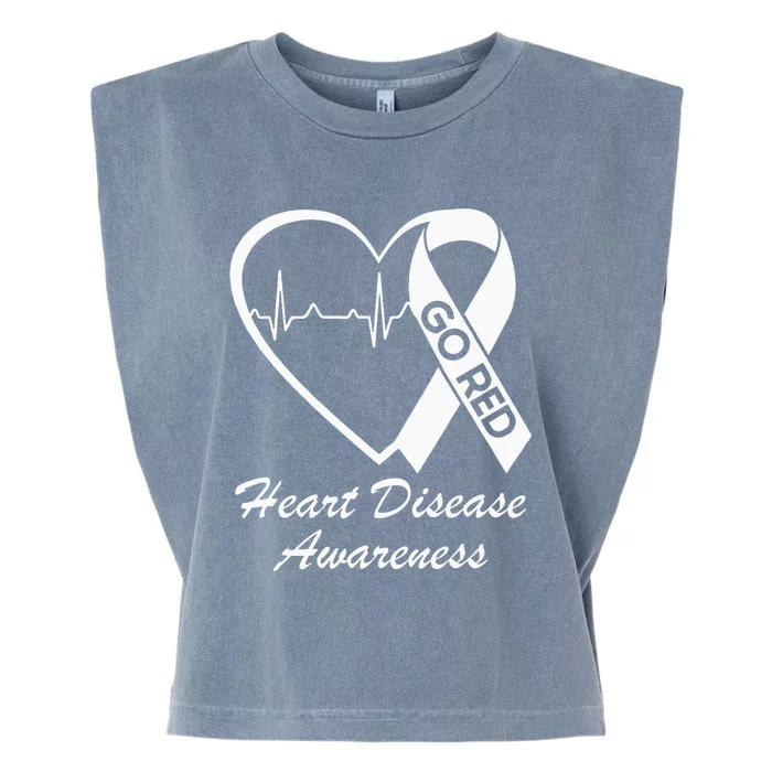 Heart Disease Awareness We Wear Red In February Go Red Heart Garment-Dyed Women's Muscle Tee