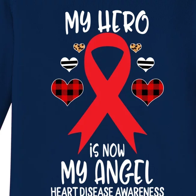 Heart Disease Awareness Remembrance Hero Is Now My Angel Gift Baby Long Sleeve Bodysuit