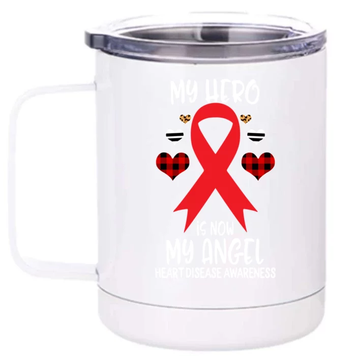 Heart Disease Awareness Remembrance Hero Is Now My Angel Gift Front & Back 12oz Stainless Steel Tumbler Cup