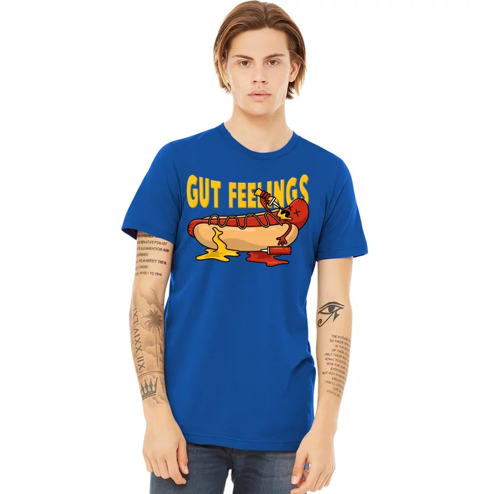 Hot Dog And Bun Gut Feelings Funny Sausage Food Coma Gift Premium T-Shirt