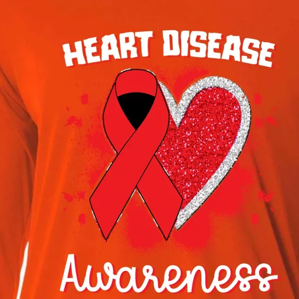 Heart Disease Awareness I Wear Red To Fight Heart Disease Gift Cooling Performance Long Sleeve Crew