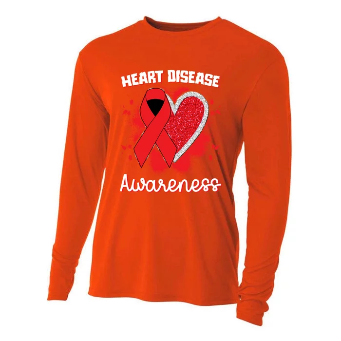 Heart Disease Awareness I Wear Red To Fight Heart Disease Gift Cooling Performance Long Sleeve Crew