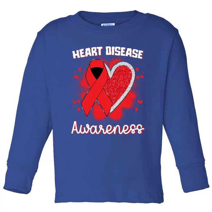 Heart Disease Awareness I Wear Red To Fight Heart Disease Gift Toddler Long Sleeve Shirt