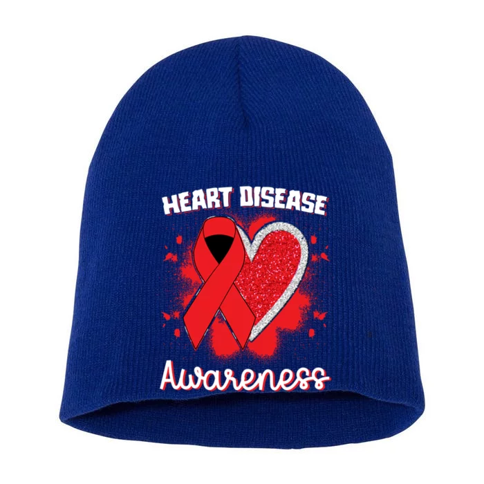 Heart Disease Awareness I Wear Red To Fight Heart Disease Gift Short Acrylic Beanie