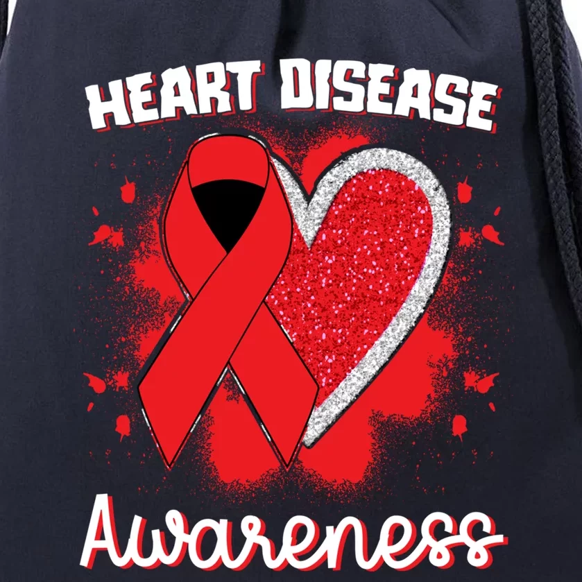 Heart Disease Awareness I Wear Red To Fight Heart Disease Gift Drawstring Bag