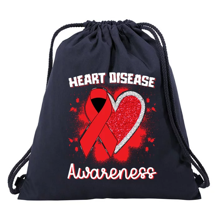 Heart Disease Awareness I Wear Red To Fight Heart Disease Gift Drawstring Bag