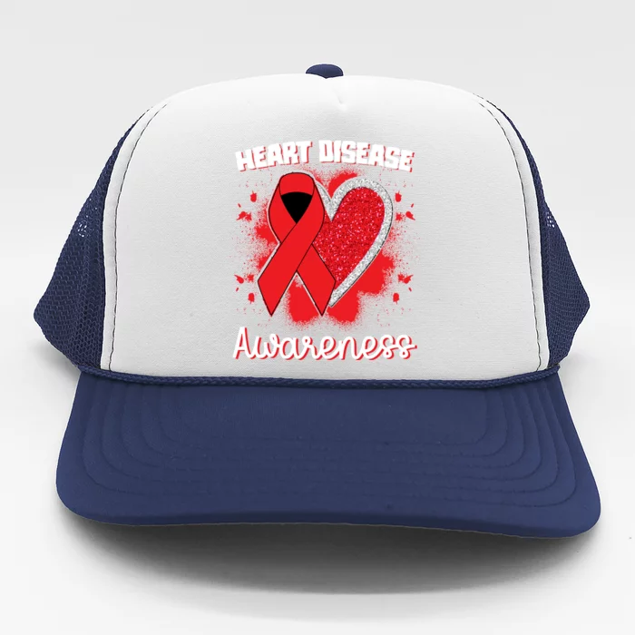 Heart Disease Awareness I Wear Red To Fight Heart Disease Gift Trucker Hat