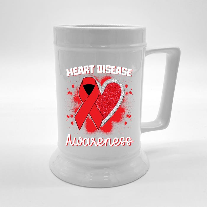 Heart Disease Awareness I Wear Red To Fight Heart Disease Gift Front & Back Beer Stein