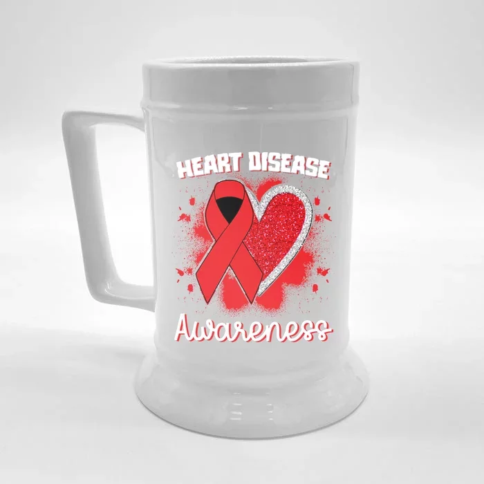 Heart Disease Awareness I Wear Red To Fight Heart Disease Gift Front & Back Beer Stein