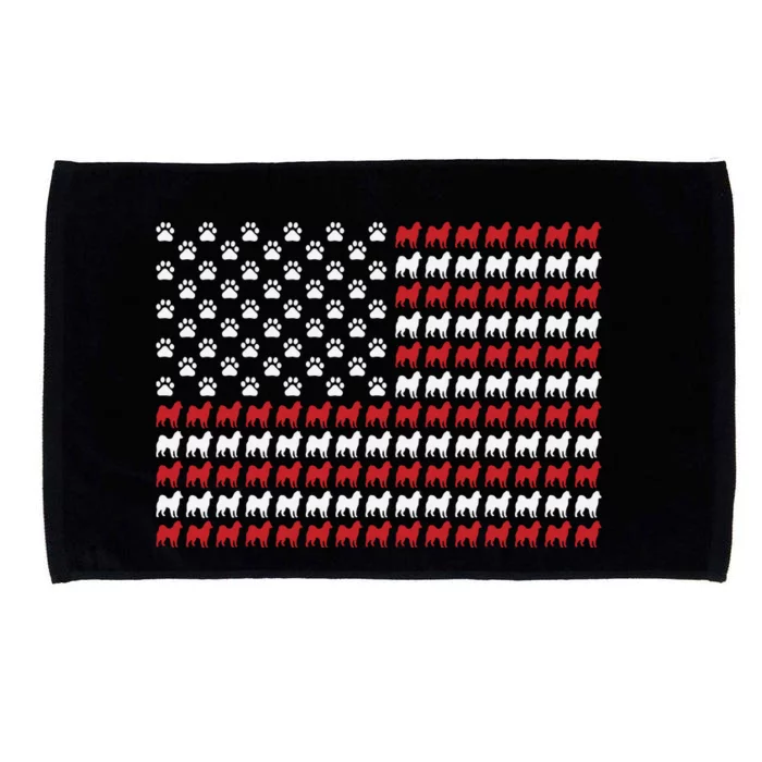 Husky Dog American Flag Patriotic 4th Of July Microfiber Hand Towel