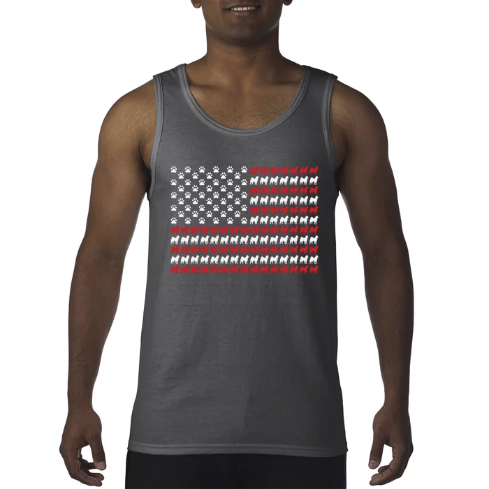 Husky Dog American Flag Patriotic 4th Of July Tank Top