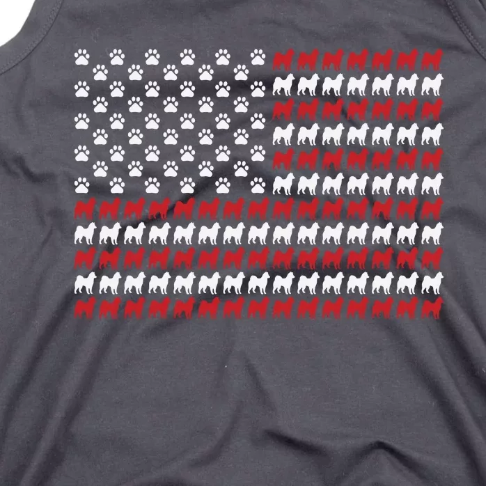 Husky Dog American Flag Patriotic 4th Of July Tank Top