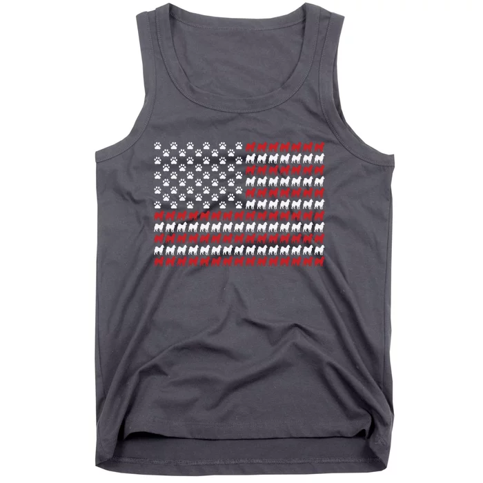 Husky Dog American Flag Patriotic 4th Of July Tank Top