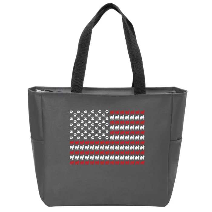 Husky Dog American Flag Patriotic 4th Of July Zip Tote Bag