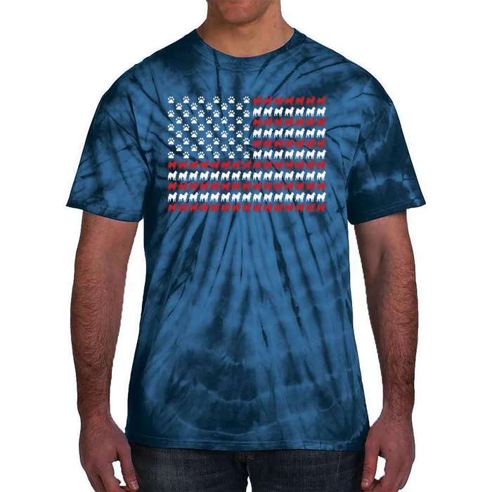 Husky Dog American Flag Patriotic 4th Of July Tie-Dye T-Shirt