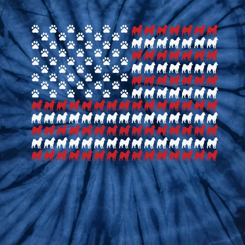 Husky Dog American Flag Patriotic 4th Of July Tie-Dye T-Shirt