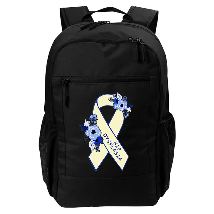 Hip Dysplasia Awareness Floral Blue White Ribbon Pocket Size Daily Commute Backpack