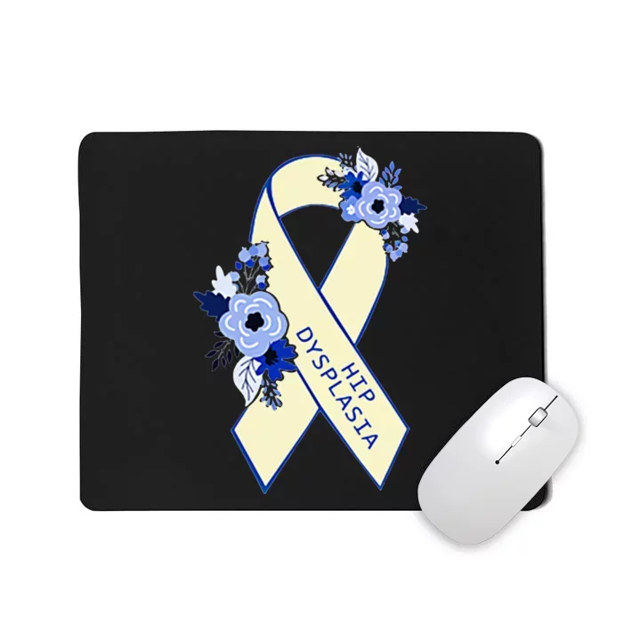 Hip Dysplasia Awareness Floral Blue White Ribbon Pocket Size Mousepad