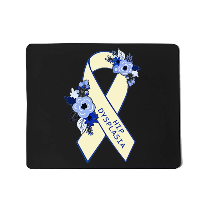 Hip Dysplasia Awareness Floral Blue White Ribbon Pocket Size Mousepad