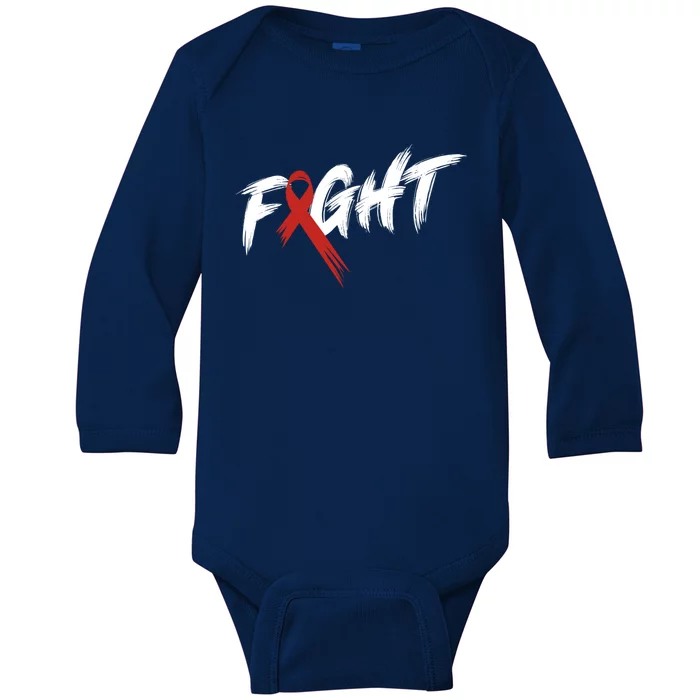 Heart Disease Awareness Month Fight Vintage Heart Health Gift Baby Long Sleeve Bodysuit