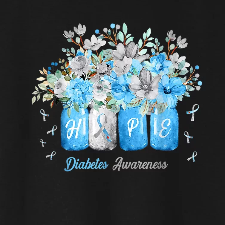 Hope Diabetes Awareness Blue Flowers Type 1 Diabetes Month Women's Crop Top Tee