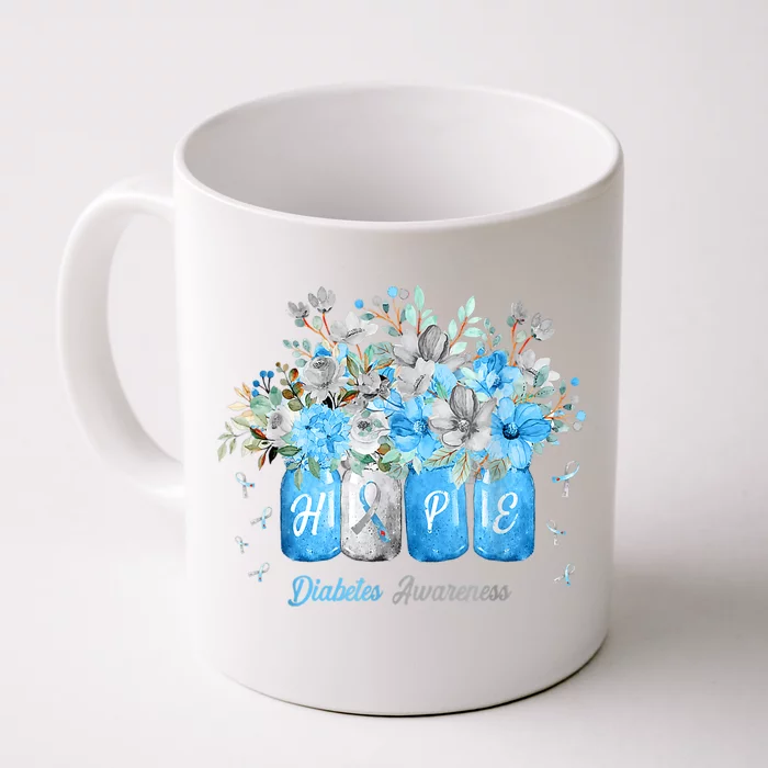 Hope Diabetes Awareness Blue Flowers Type 1 Diabetes Month Front & Back Coffee Mug