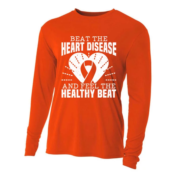 Heart Disease Awareness Month Heartbeat Gift Cooling Performance Long Sleeve Crew