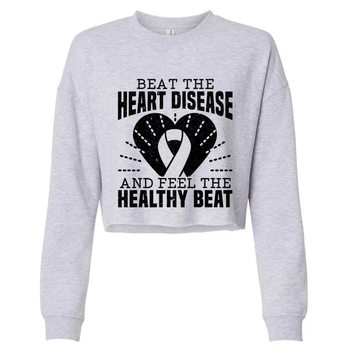 Heart Disease Awareness Month Heartbeat Gift Cropped Pullover Crew