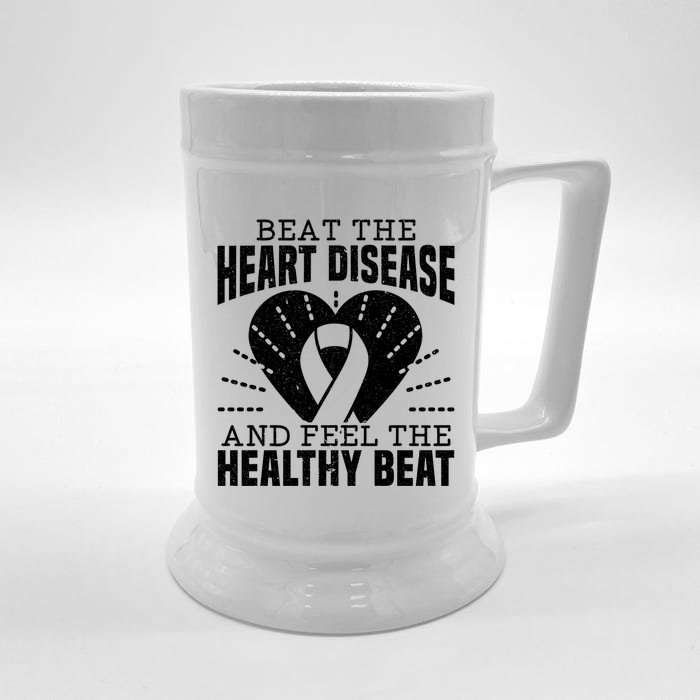 Heart Disease Awareness Month Heartbeat Gift Front & Back Beer Stein