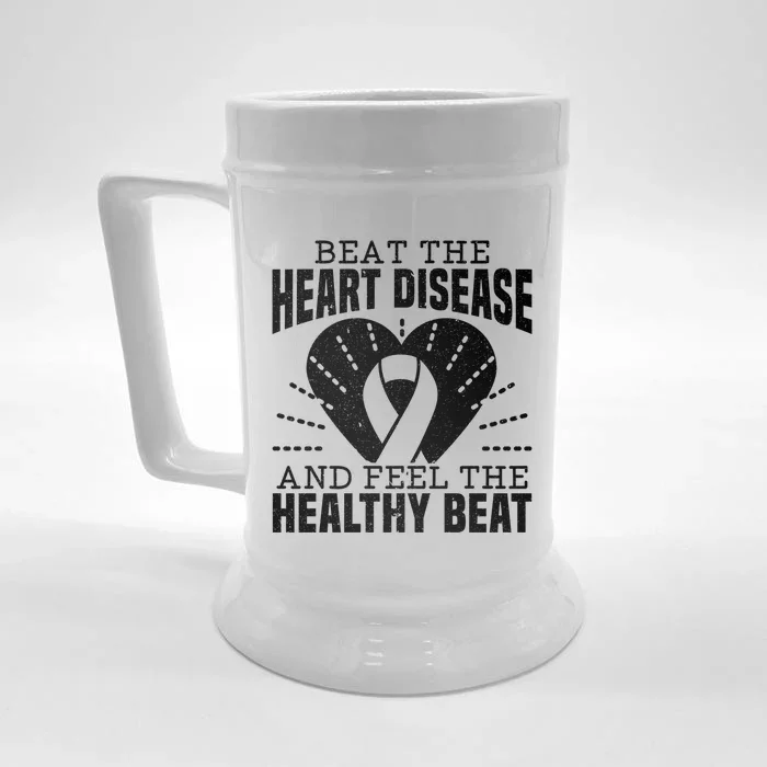 Heart Disease Awareness Month Heartbeat Gift Front & Back Beer Stein