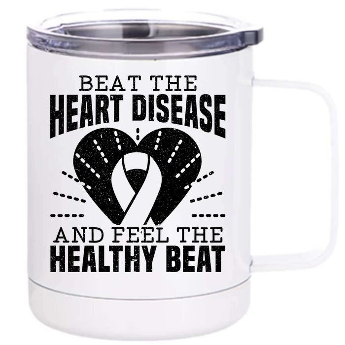 Heart Disease Awareness Month Heartbeat Gift Front & Back 12oz Stainless Steel Tumbler Cup