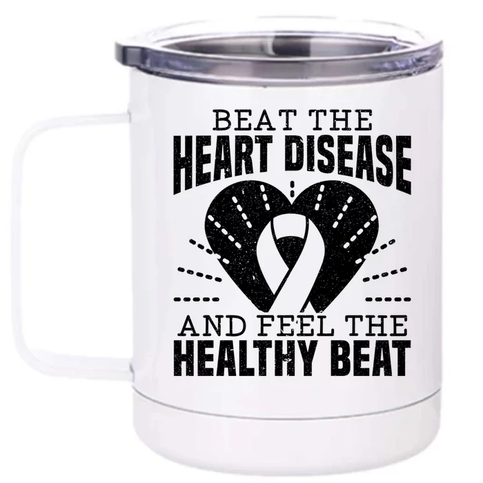 Heart Disease Awareness Month Heartbeat Gift Front & Back 12oz Stainless Steel Tumbler Cup