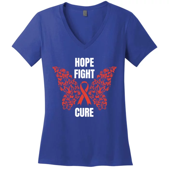 Heart Disease Awareness Month Hope Fight Cure Heart Health Gift Women's V-Neck T-Shirt