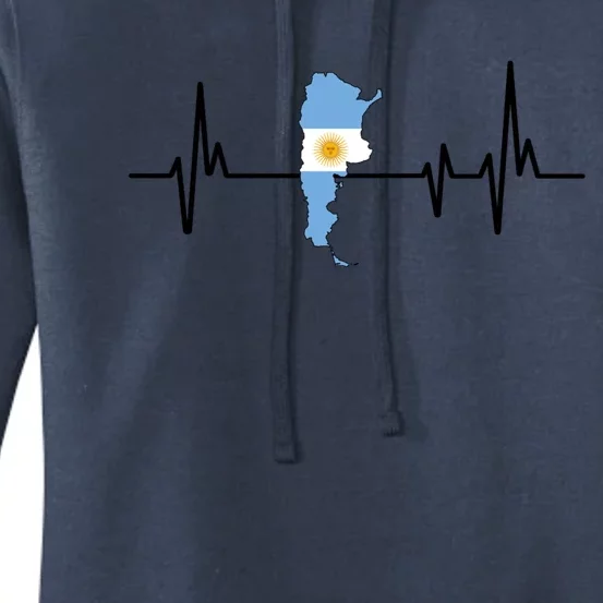 Heartbeat Design Argentinian Flag Argentina Funny Gift Women's Pullover Hoodie