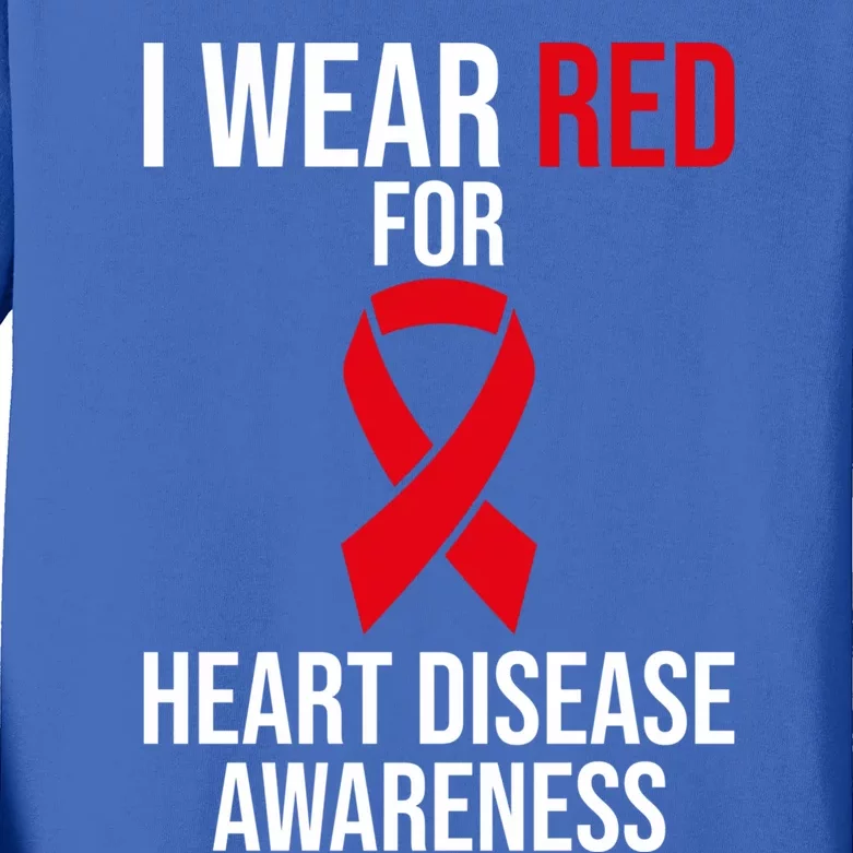 Heart Disease Awareness Month I Wear Red For Heart Disease Gift Kids Long Sleeve Shirt