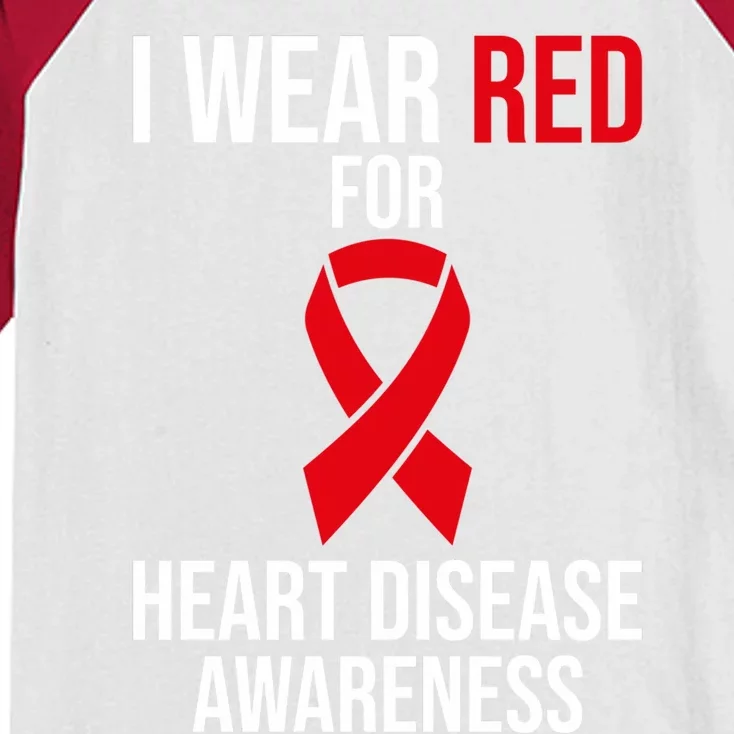 Heart Disease Awareness Month I Wear Red For Heart Disease Gift Kids Colorblock Raglan Jersey