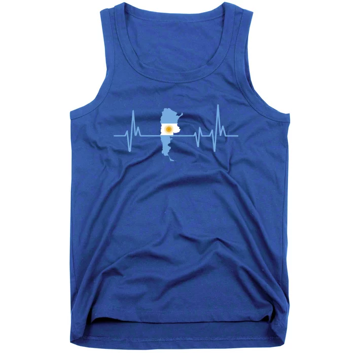 Heartbeat Design Argentinian Flag Argentina Cute Gift Tank Top