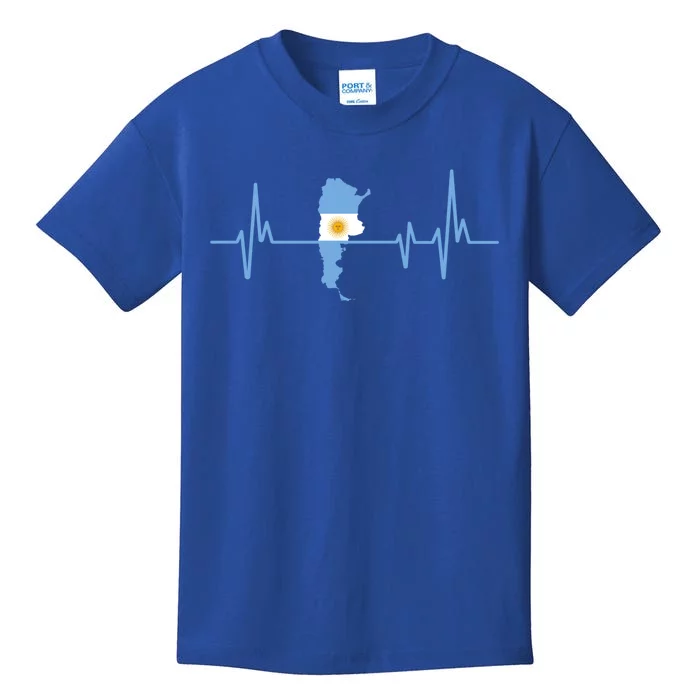 Heartbeat Design Argentinian Flag Argentina Cute Gift Kids T-Shirt