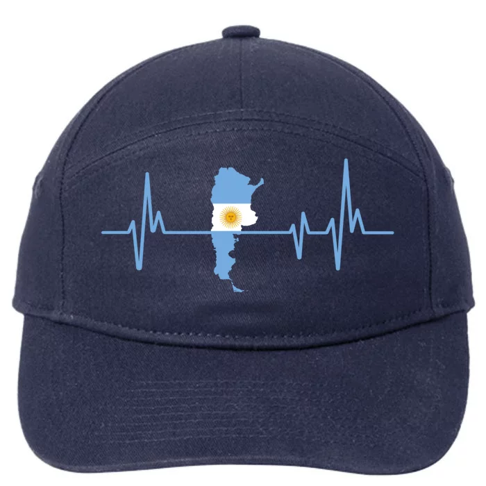 Heartbeat Design Argentinian Flag Argentina Cute Gift 7-Panel Snapback Hat