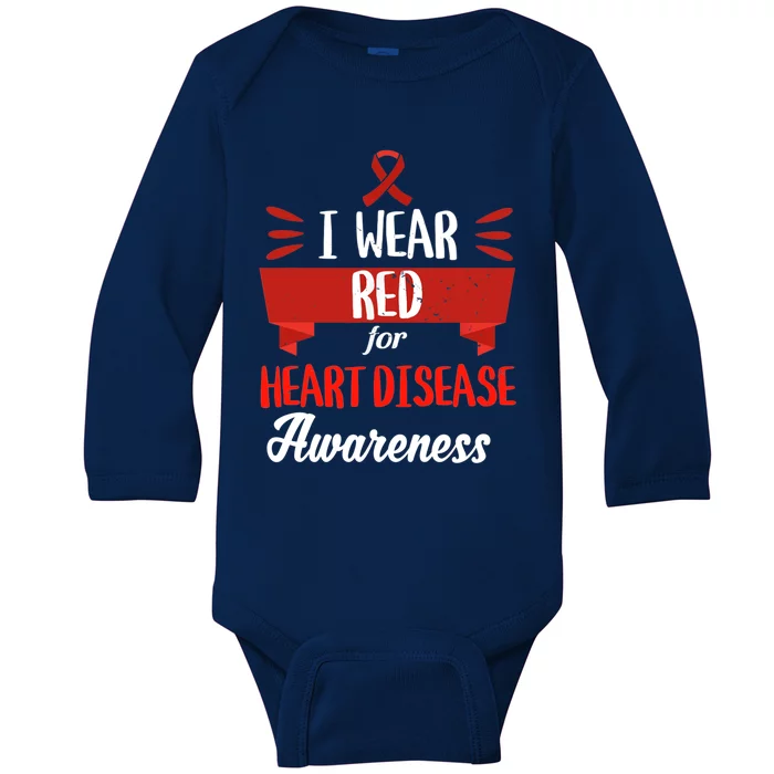 Heart Disease Awareness Month I Wear Red Heart Health Gift Baby Long Sleeve Bodysuit